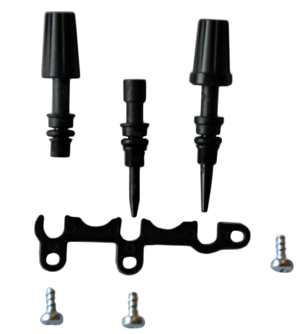 Adjusting pin set for solenoid valve block